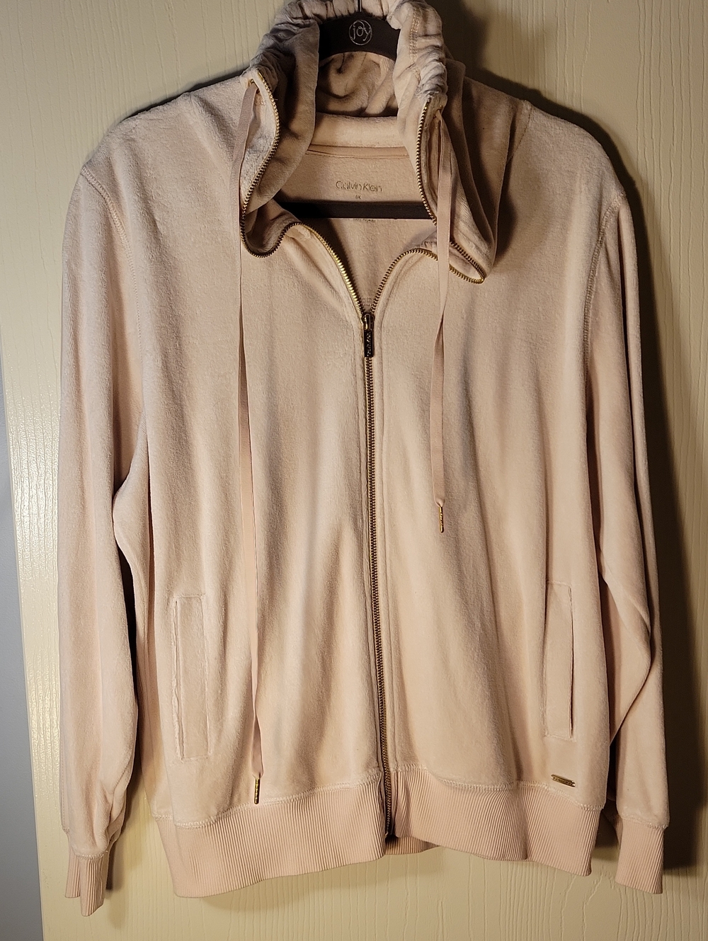 Calvin Klein Light Blush Velour Zip Hoodie